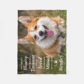 Pet Memorial Modern Personalized Dog Foto Fleece Deken (Voorkant)