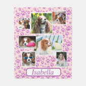 Pet Memorial Paars Glitter Paw Prins Fleece Deken (Voorkant)
