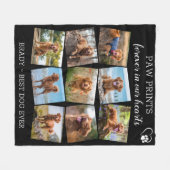 Pet Memorial Paw Drukt Custom Dog Photo Collage af Fleece Deken (Voorkant (Horizontaal))