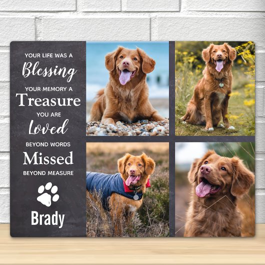 Pet Memorial Personalized Dog Photo Collage Fotoplaat