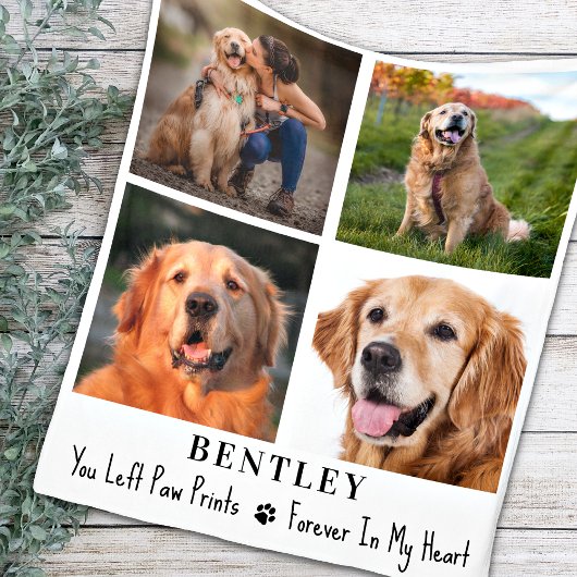 Pet Memorial Persoonlijk 4 Foto Collage Dog Fleece Deken