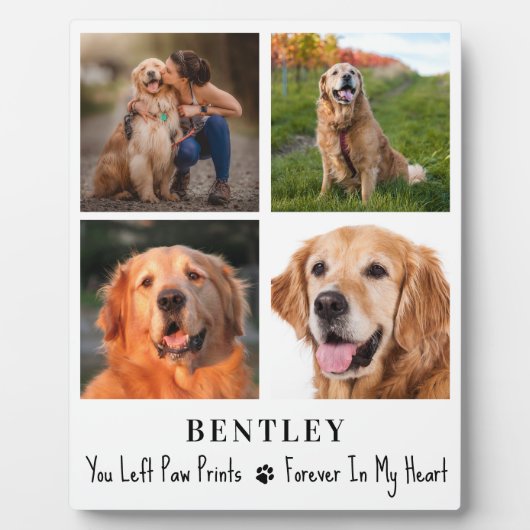 Pet Memorial Persoonlijk 4 Foto Collage Dog Fotoplaat (Voorkant)