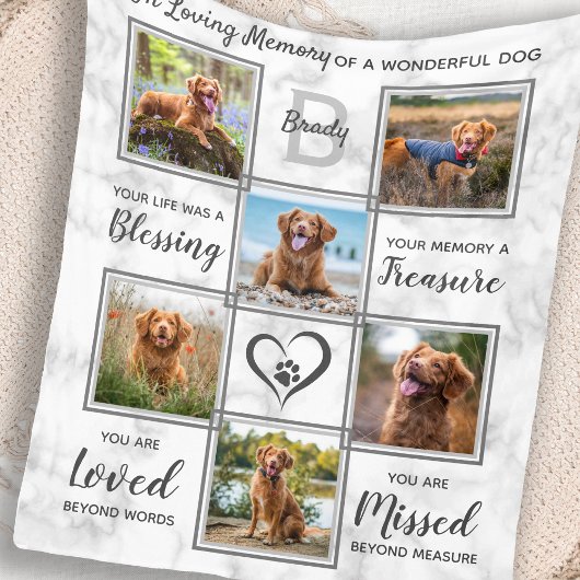 Pet Memorial Persoonlijke fotocollage Fleece Deken