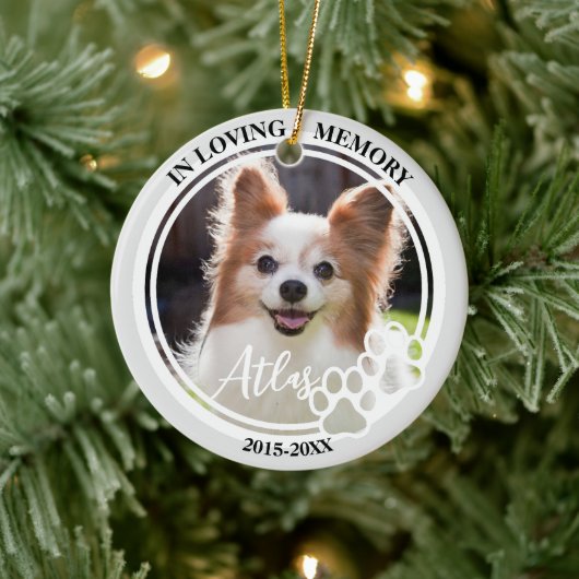 Pet Memorial Pet Loss Personalized Dog Foto Keramisch Ornament (Boom)