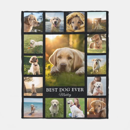 Pet Memorial Photo Collage Fleece Deken (Voorkant)