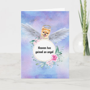 Pet memorial Pommeren waterverf sky angel wings Kaart