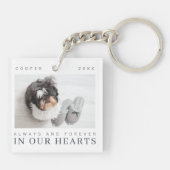 Pet Memorial Quote Simple Moderne Chic Photo Sleutelhanger (Achterkant)