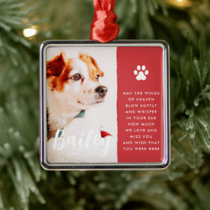 Pet Memorial Remembrance Quote Modern Simple Photo Metalen Ornament
