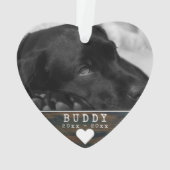 Pet Memorial Rustic Wood Heart Keepomwille Foto Ornament (achterkant)