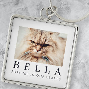 Pet Memorial Simple Modern Chic Family Foto Sleutelhanger