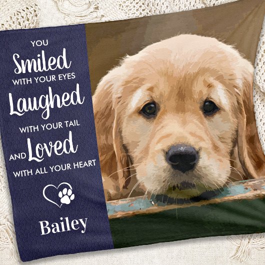 Pet Memorial Specialized Modern Dog Photo Fleece Deken