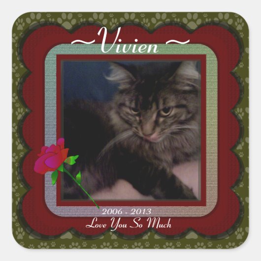  Pet Memorial Vierkante Sticker (Voorkant)