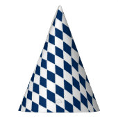 Pet met blauw en wit diamantpatroon feesthoedjes (Links)