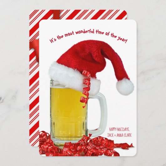 Pet met kerstmis op mok bier feestdagenkaart (Voorkant / Achterkant)