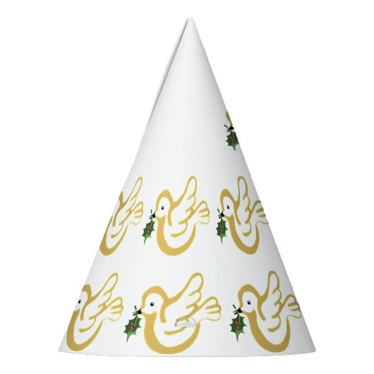Pet met kerstvredes-duif feesthoedjes (Links)
