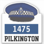 Pet met naam en nummer van politie sticker (Voorkant)