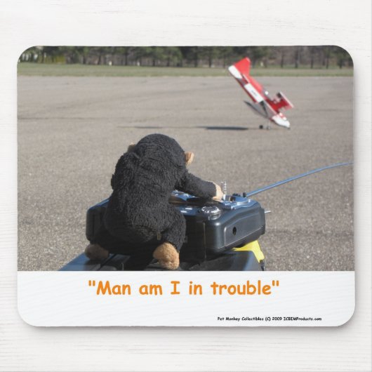 Pet Monkey Crashing Dads RC Plane Mouse Mat Muismat (Voorkant)