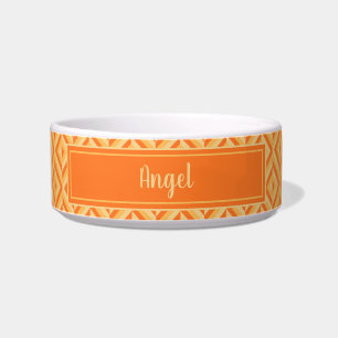 Pet Name Oranje driekleurige diamantpatroon Voerbakje