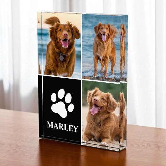 Pet Name Paw Dog Lover Photo 3 Collage Photo Block Fotoblokken