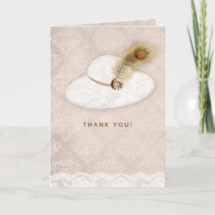 Pet One Feather Thank You Card Lace Damask Bedankkaart