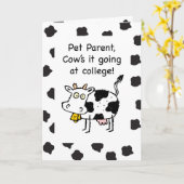 Pet Owner Away op College Denken aan je Leuke Koe Kaart (Gele Bloem)