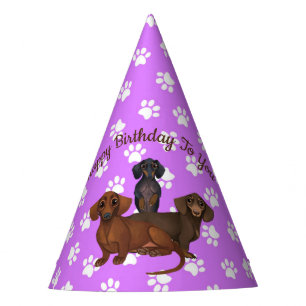 Pet Paarse Dachshund Party Feesthoedjes
