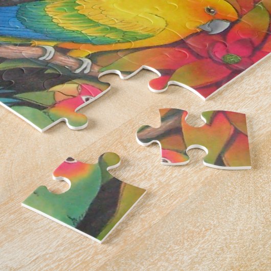 Pet Parrots in Bromeliad Planten Puzzle Legpuzzel (Zijkant)