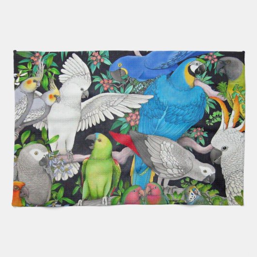 Pet Parrots of the World Kitchen Towel Theedoek (Horizontaal)
