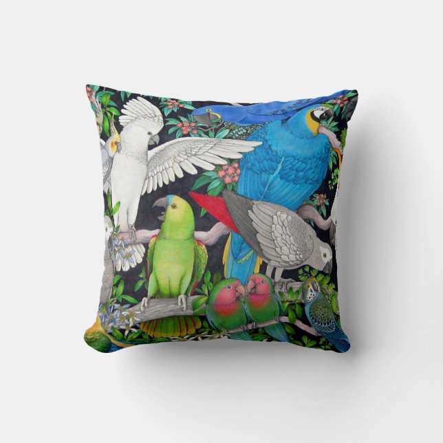 Pet Parrots of the World Pillow Kussen (Voorkant)