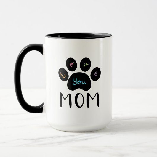 Pet Paw Chien Chat Aimez-vous MOM Café Mug (Gauche)