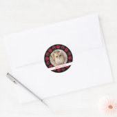 Pet Paw Custom Cat Photo-keramiek Ronde Sticker (Envelop)