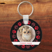 Pet Paw Custom Cat Photo-keramiek Sleutelhanger (Voorkant)