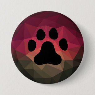 Pet paw, dierenvoetafdruk, kleurrijk ontwerp ronde button 7,6 cm