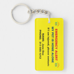 Pet Paw Print Emergency Alert Sleutelhanger