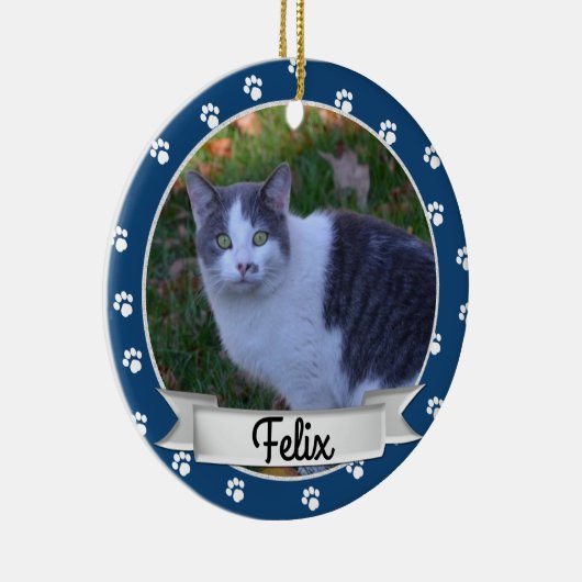 Pet Paw Print Photo Keepomwille Ceramic Ornament (Rechts)