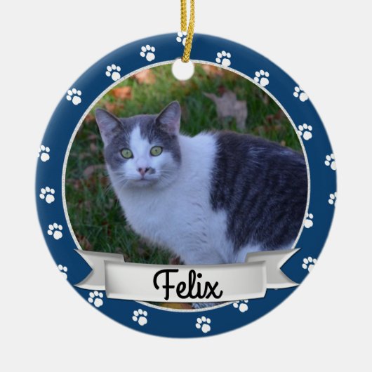 Pet Paw Print Photo Keepomwille Ceramic Ornament (Voorkant)