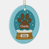  Pet Paw Print Sneeuw Wereldbol Ornament (Rechts)