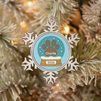  Pet Paw Print Sneeuw Wereldbol Ornament