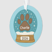 Pet Paw Print Sneeuw Wereldbol Ornament (voorkant)