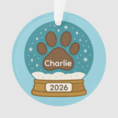 Pet Paw Print Sneeuw Wereldbol Ornament (voorkant)