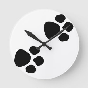 Pet Paw Print Wall Art op houten Afbeeldingen rand Ronde Klok