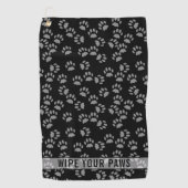 Pet Paw Print Zwart en Grijs Custom Golf Handdoek (Voorkant)