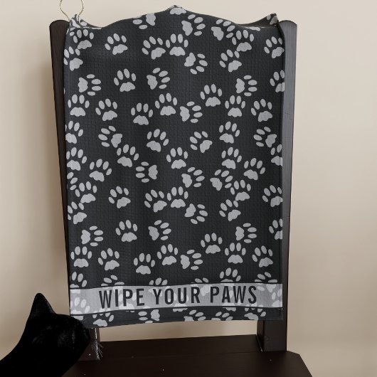 Pet Paw Print Zwart en Grijs Custom Golf Handdoek