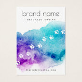 Pet paw prints waterverf oorbel display kaart (Voorkant)