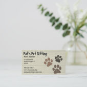 Pet Paws Dog of Cat Paw Prints Faux Weathered Wood Visitekaartje (Staand voorkant)