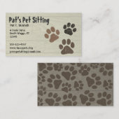 Pet Paws Dog of Cat Paw Prints Faux Weathered Wood Visitekaartje (Voorkant / Achterkant)