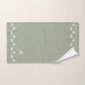 Pet Paws & Monogram on Sage Green Bath Towel Set (Serviette à main)