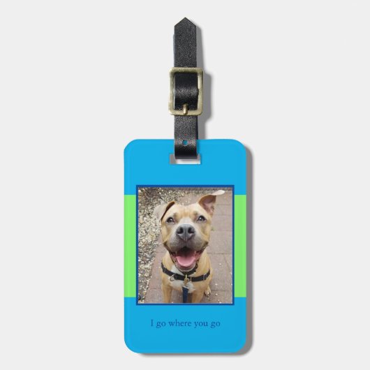 Pet Photo Blue en Green Bagagelabel (Voorkant verticaal)