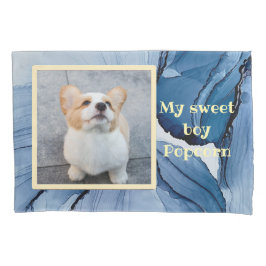 Pet photo - blue ink kussensloop