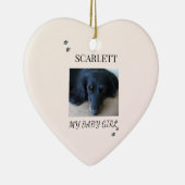 Pet Photo Blush Design with Holiday Paw Prints Keramisch Ornament (Rechts)